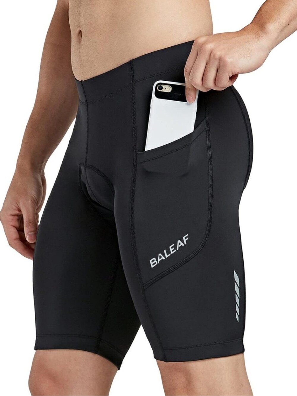 Baleaf Black Padded Bike Shorts with Reflective Logo